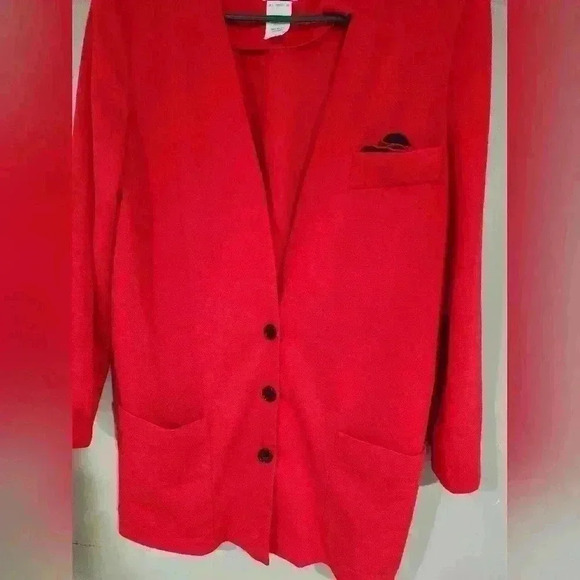 Lord & Taylor Leslie fay vibrant long Blazer red women's size 16 - Picture 3 of 5